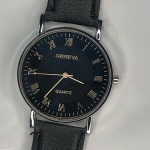 Geneva Black and Gold Quartz Watch NEW